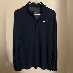 NIKE Classic Dri-Fit Lightweight Athletic Casual Quarter Zip Navy Blue Men's M